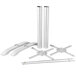 A white metal BFM Seating Margate end table base set with two metal rods.