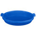 A cobalt blue Tablecraft shallow oval bowl with handles.