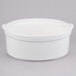 A white ceramic Tablecraft casserole dish with a handle.