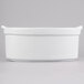 A white rectangular Tablecraft casserole dish with shell design on the lid.