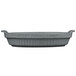 A gray Tablecraft small shallow oval casserole dish with handles.