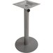 A silver metal BFM Seating Margate outdoor table base with a square base and umbrella hole.