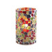 A Sterno multicolor mosaic glass candle holder.