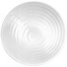 A white Elite Global Solutions melamine bowl with a spiral pattern.