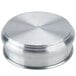 An American Metalcraft silver stacking dough pan with a circular design on the surface.