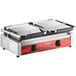An Avantco double commercial panini sandwich grill with two griddles on a counter.