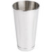 A stainless steel Hamilton Beach malt cup with a silver rim.