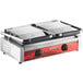 An Avantco double commercial panini grill with two smooth plates on top.
