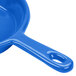 A Tablecraft cobalt blue cast aluminum fry pan with a handle.