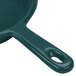 A Tablecraft hunter green cast aluminum fry pan with white speckles.