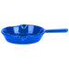 A Tablecraft blue speckled cast aluminum fry pan with a handle.