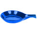 A Tablecraft blue speckled cast aluminum skillet with an open handle.