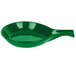 A green spoon with a handle.
