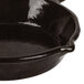 A Tablecraft black cast aluminum fry pan with green speckles and a handle.
