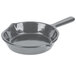 A Tablecraft gray cast aluminum fry pan with a handle.