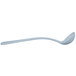 A Tablecraft gray cast aluminum long ladle with a handle.