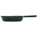 A Tablecraft hunter green cast aluminum fry pan with a black surface and handle.