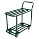 A green Winholt stocking cart with wheels.