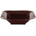 A brown square cast aluminum bowl with a white speckled pattern.