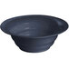 A black bowl with a dark blue speckled rim.