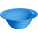 A sky blue Tablecraft salad bowl with a wide rim.