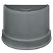 A grey plastic lid on a Tablecraft granite cast aluminum half soup bowl.