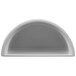 A natural cast aluminum Tablecraft half soup bowl with a curved edge on a white background.