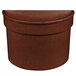 A brown round container with a curved edge and a lid.