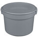 A gray round container with handles.