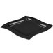 A Tablecraft black square cast aluminum platter with a curved edge.
