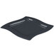 A Tablecraft square black cast aluminum platter with a curved edge.