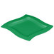 A green square Tablecraft cast aluminum platter with a curved edge.