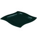 A Tablecraft square hunter green cast aluminum platter with a curved edge.