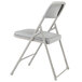 A National Public Seating gray metal folding chair with a gray plastic seat and back.