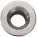 A stainless steel bearing sleeve with a circular metal design.