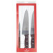 A Victorinox Rosewood 3 piece chef knife set in a red box.