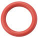 An orange rubber o-ring with a red circle.