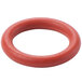 A red rubber o-ring with a white background.