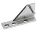 An Avantco stainless steel hinge pivot bracket with two holes.