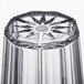 A close up of a Thunder Group clear polycarbonate tumbler with a diamond design.