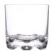 A clear Thunder Group plastic rocks glass with a wavy edge.