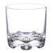 A clear plastic Thunder Group Classic Rocks glass with a wavy edge.