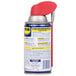 A can of WD-40 spray lubricant with a red cap and straw.