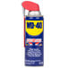 A can of WD-40 spray lubricant with a red straw.