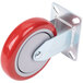 A red and grey Winholt rigid plate caster wheel.