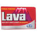 A case of 24 red and white boxes of Lava Pumice-Powered Hand Soap with white text and a mountain.
