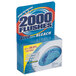 A box of 2000 Flushes Blue Plus Bleach Automatic Toilet Bowl Cleaner with blue and red packaging.