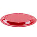 A red oval melamine platter.