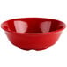 A red melamine bowl with speckled specks.