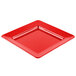 A red GET Red Sensation square deep plate on a counter.